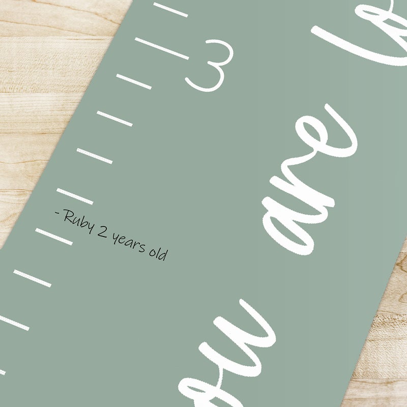 Morxy Canvas Growth Chart for Kids - Unisex Kids Room Wall Decor - Measuring Height Chart- Wall Tape with Height Chart for Kids (Canvas, Loved Beyond Measure- sage) - Image 3
